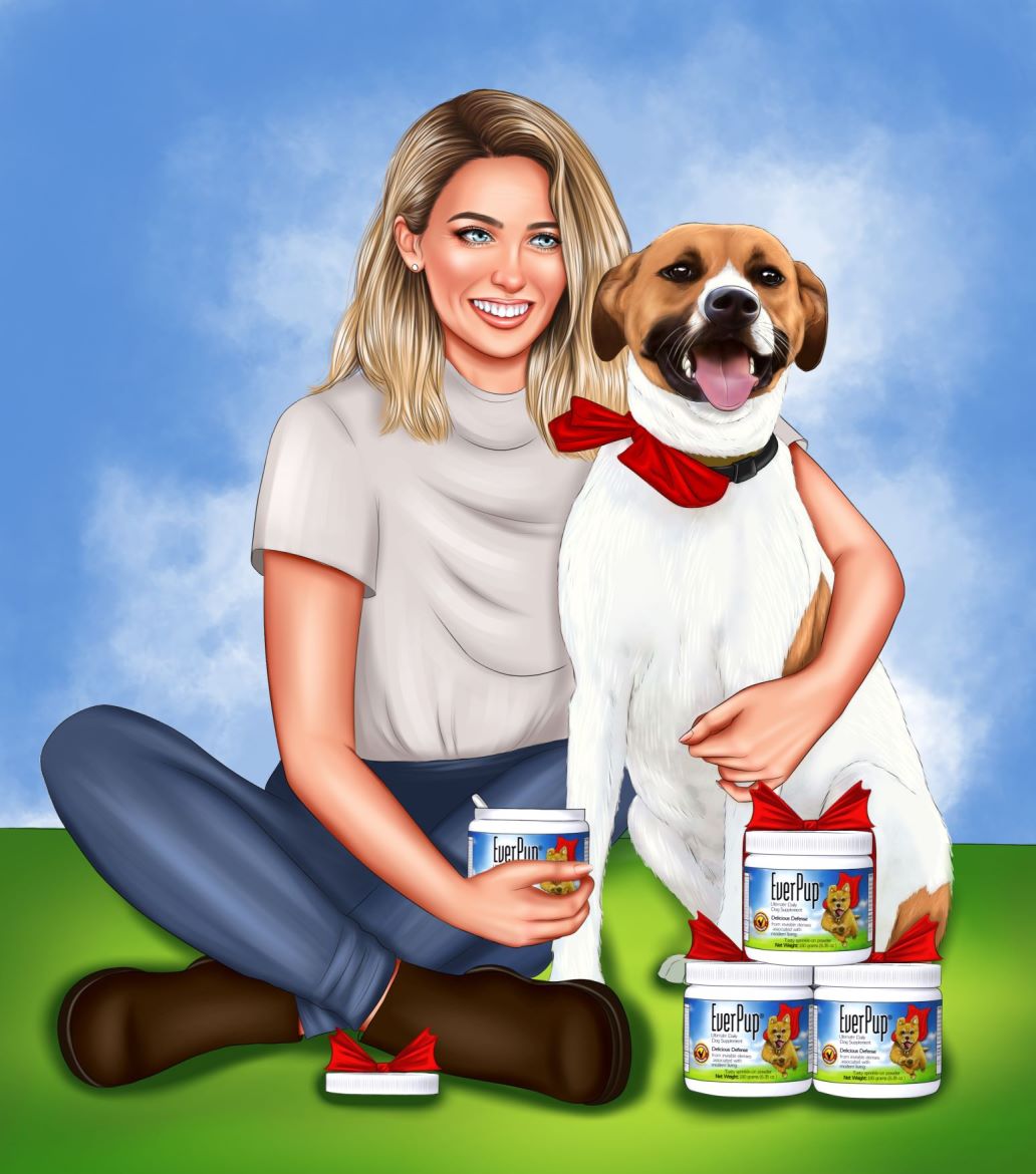 EverPup Gift Girl and Dog with Jars Blue and Green BG Mob